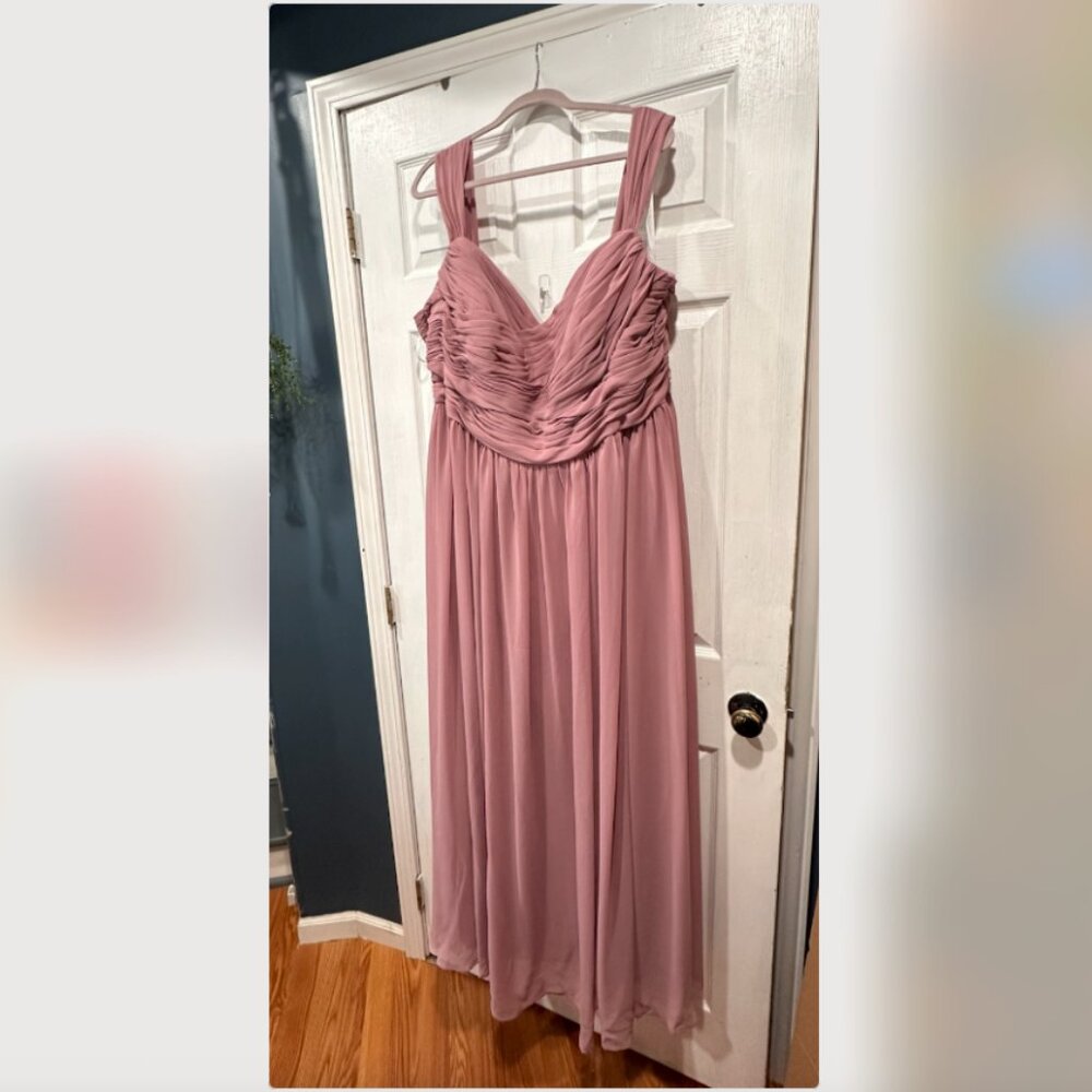 Azazie Zapheira Dusty Rose Bridesmaid Dress + Matching Salome Wrap – Size A26